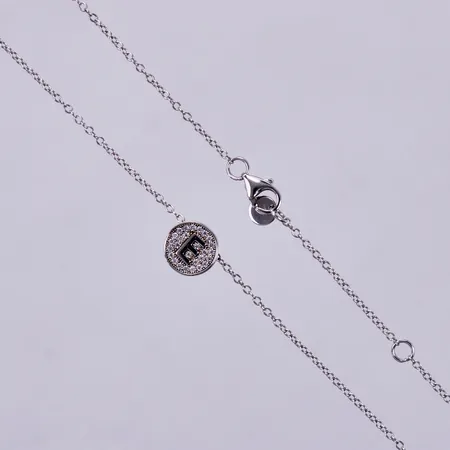 Collier E med vita stenar, längd: ca 45cm, justerbart, bredd: ca 1-9mm, 925/1000, silver Vikt: 2,5 g