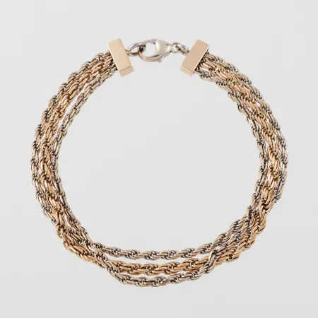 Armband treradigt cordell flerfärgat, längd ca 18 cm, bredd 6.5 cm, 18k. Vikt: 17,1 g