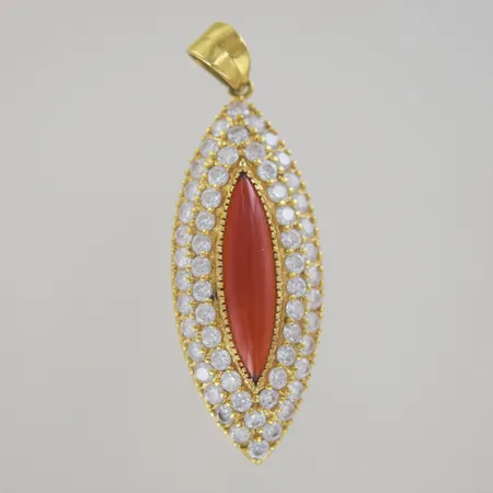 Hänge med stenar, L 5 cm B 2,2 cm, 21k Vikt: 9,5 g