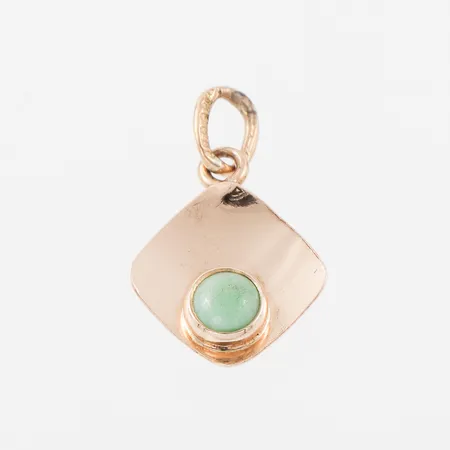 Berlock med liten grön sten, höjd utan extra ögla ca 12mm, 18k Vikt: 0,6 g