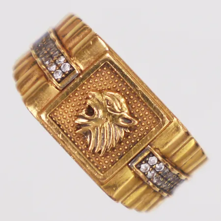 Ring, vita stenar, stl va 16½, sten saknas, defekt bucklig, 21K  Vikt: 7,5 g
