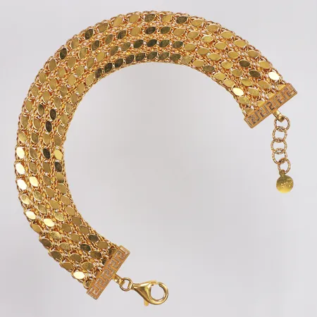 Armband, Bladad, meandermönster, 19-20,5cm, bredd 15,5mm, ojämnt, 14K  Vikt: 14,5 g