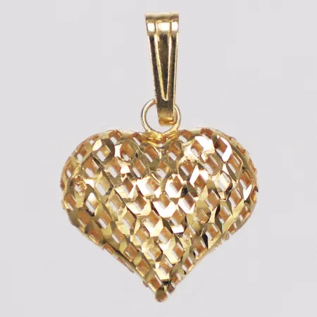 Hänge, hjärta, genombrutet mönster, Guldfynd, 23mm, 18K  Vikt: 0,7 g