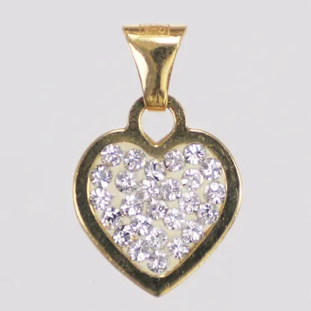 Hänge, hjärta, vita stenar, Guldfynd, 17mm, 18K  Vikt: 0,7 g