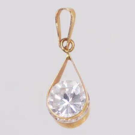 Hänge, vit sten, Guldfynd, 20mm, 18K  Vikt: 0,8 g