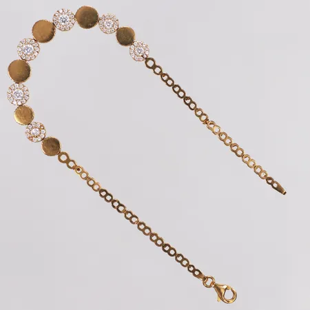 Armband, vita stenar, 18,5cm, bredd 2,4-6,4mm, stenar saknas, defekt i länk, 21K  Vikt: 6,2 g