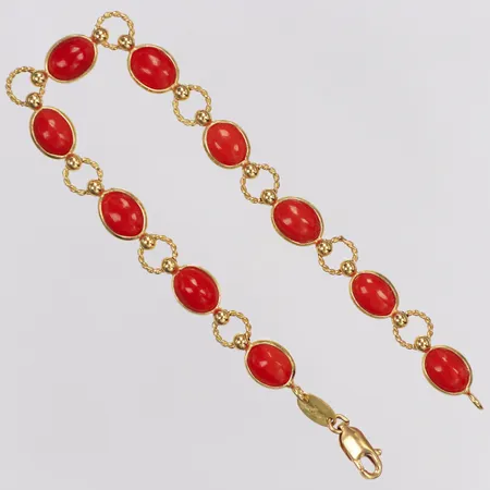 Armband, koraller, italienska stämplar, 18cm, bredd 6,8mm, 18K  Vikt: 6,5 g