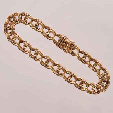 Armband, 21cm, bredd:9mm, slitna länkar, 18K 30,2g.