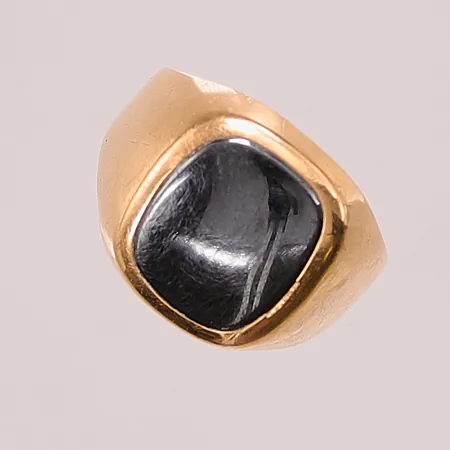 Klackring, Ø19½, bredd:18mm, hematit, 18K 11,6g.