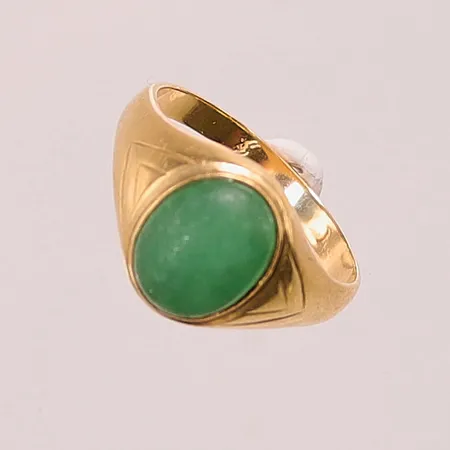 Ring, Ø18¾, bredd:12mm, grön sten, 18K 4,8g.