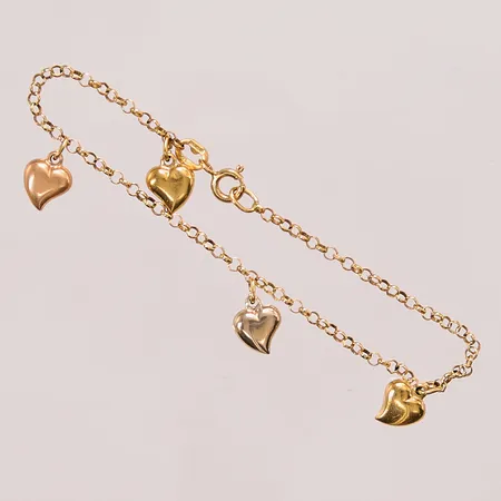 Armband, 18,5cm, 4 berlocker "hjärtan", 18K 4,5g.