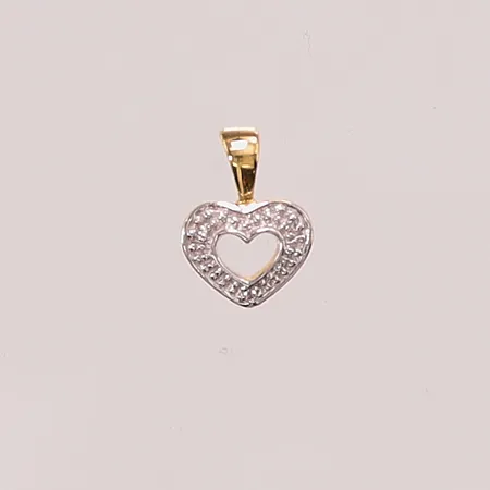 Hänge "hjärta", diamanter 3x ca 0,005ct, 12mm, 18K 0,9g.