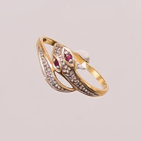 Ring, diamanter 5x ca 0,005ct, Ø18½, bredd:10mm, 18K 2g.