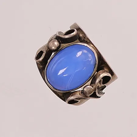 Ring, Ø16¼, bredd:16mm, blå sten830/1000 Silver 5,6g.