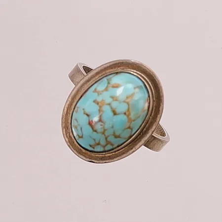 Ring, turkos, Ø17, bredd:18mm, 830/1000 Silver 4,2g.