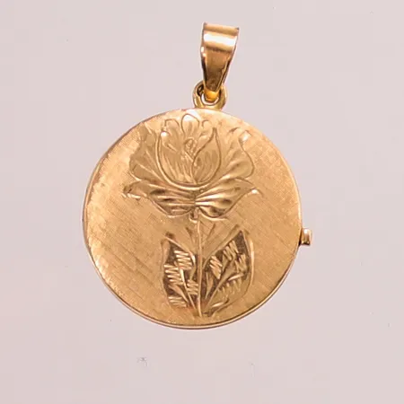 Medaljong, 21mm, dekor av ros, 18K 4,5g.