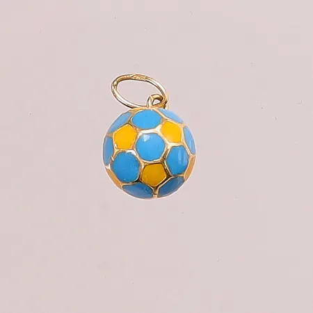 Hänge "fotboll", Ø10mm, emaljdekor, 18K 0,9g.