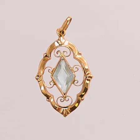 Hänge, 23mm, ljusblå sten, 18K 1g.