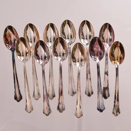 12 Kaffeskedar, 12cm, GAB, 830/1000 Silver 154,9g.