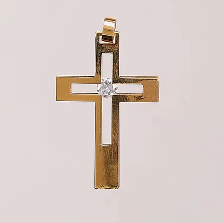 Hänge, 31x20mm, vit sten, 18K 1,9g.