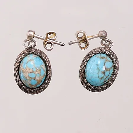 Ett par örhängen, 20mm, turkoser, 925/1000 Silver 4g.