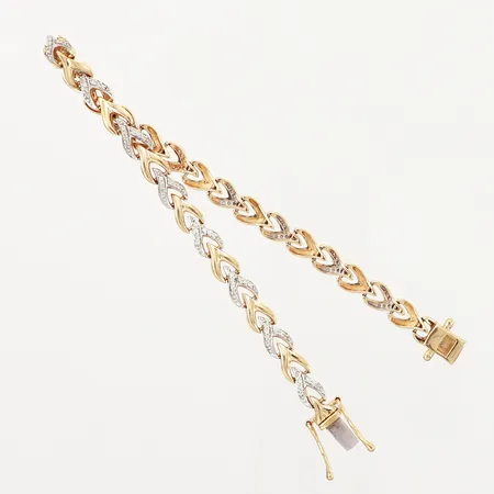 Armband med vita stenar, 18cm, bredd: 5mm, GHA, 18K Vikt: 14,4 g