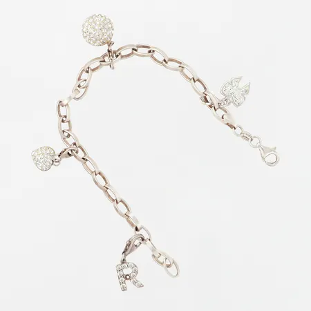 Armband Ankar, fyra hängen med stenar, en sten saknas, 19cm, bredd: 5mm, GHA, silver 925/1000, vikt: 13,8 gram Vikt: 13,8 g
