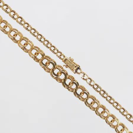 Collier, doserad Bismarck, NSE Guldvaror Nils-Eric Södermark, Köping år 1969, längd: 45 cm, bredd: 4 - 9 mm, 18K guld. Vikt: 23,4 g
