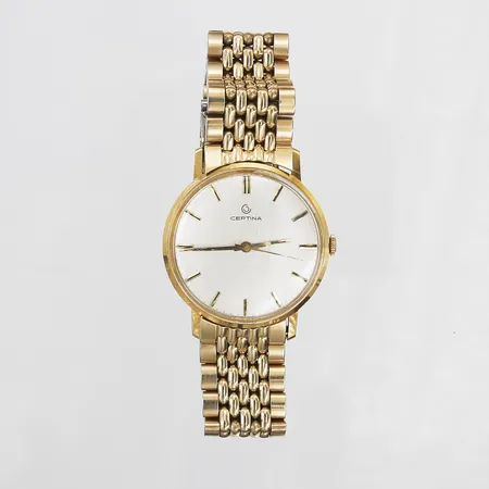 Herrur Certina, manuell, 18K guld, ca Ø36mm, gravyr, armband av doublé, slitage, repor. 