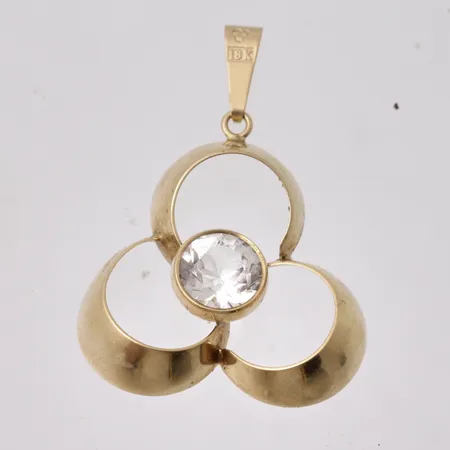 Hänge i 18K guld, mått 23x33,5mm, 1st vit sten, mått Ø7mm, vikt 2,05g.
