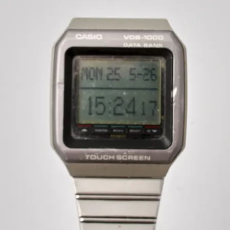 Armbandsur Casio VDB-1000, databank,touchscreen, släpptes år 1991, quartz, integrerat armband i metall, fungerar