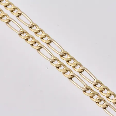 Kedja i 18K guld, 44cm, Figaro, bredd, 4,4mm, ihålig, vikt 7,65g.