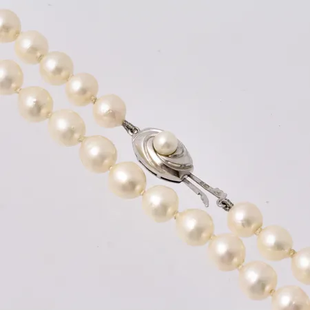 Pärlcollier med silver lås, 47cm, odlade pärlor, Ø7,4mm, 925/1000. Vikt: 0 g