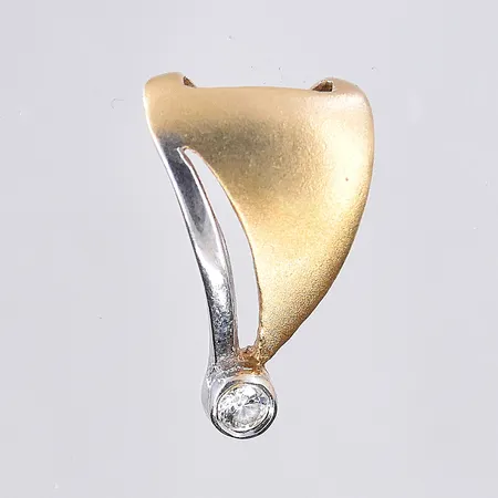 Hänge med vit sten, stl 17 mm, bredd 10 mm, vitguld/gulguld, 18K. Vikt: 1 g