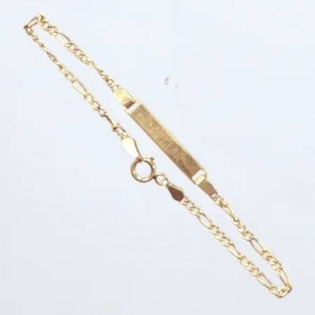 Armband Figaro, namnbricka, längd 15cm , bredd 1,9mm, 18K  Vikt: 1,3 g