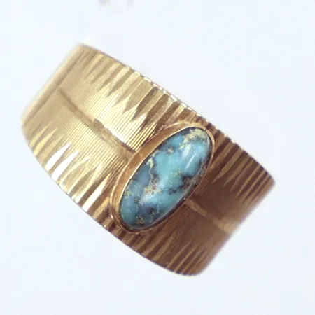 Ring med turkos, Ø17, bredd 10,8mm, 8K  Vikt: 2,8 g