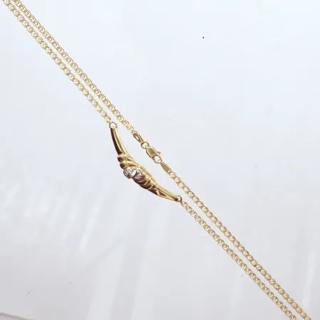 Collier, vitguldsdetalj, små vita stenar, längd 49,5cm, 18K  Vikt: 7,2 g