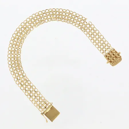 Armband X-länk, 19cm, bredd 11mm, defekt länk, en låsåtta saknas, 18K Vikt: 12 g