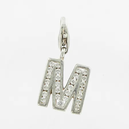 Berlock/ Charm, Thomas Sabo, Bokstaven M med vita stenar, ca25mm, silver 925/1000 Vikt: 2,4 g