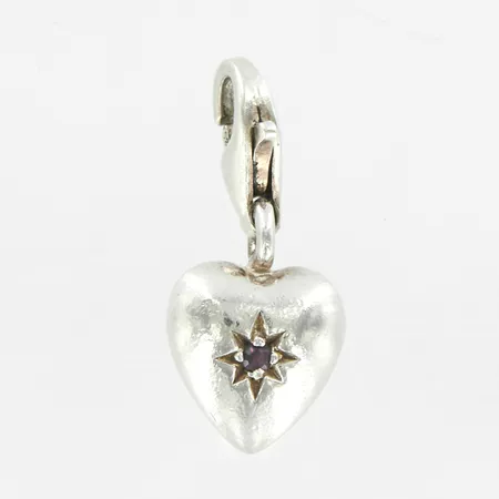 Berlock/ Charm, Thomas Sabo, Hjärta med röd sten, 20mm, silver 925/1000 Vikt: 2,6 g