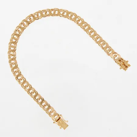 Armband Bismarck, ca 19,5cm, bredd ca 7mm, repor, 18K Vikt: 18,6 g