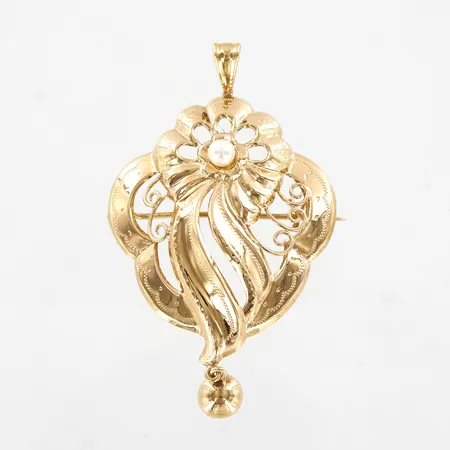 Brosch/hänge med pärla, ca 55mm, 18K Vikt: 4,1 g