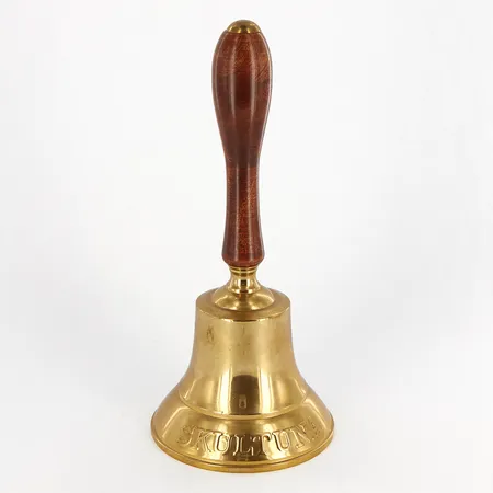 Skolklocka Skultuna, 21,5cm, Mässing med trähandtag, originalkartong, 