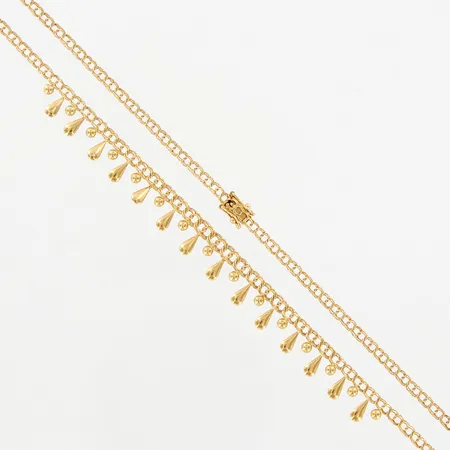 Collier Bismarck med integrerade dropphängen, 43cm, bredd: 2,8-9,5mm, 18K, etui  Vikt: 6,1 g
