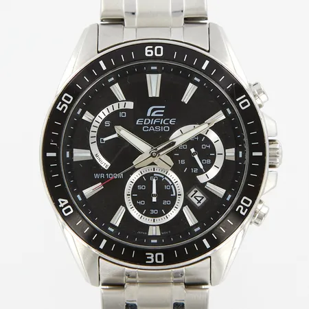 Armbandsur Edifice by Casio Ø44mm, Quartz,, Kronograf, stål, cal: 5490, ref: EFR-552, Serienr: B78LOW, tre extra länkbitar, box, smäre bruksrepor Skickas med paket.