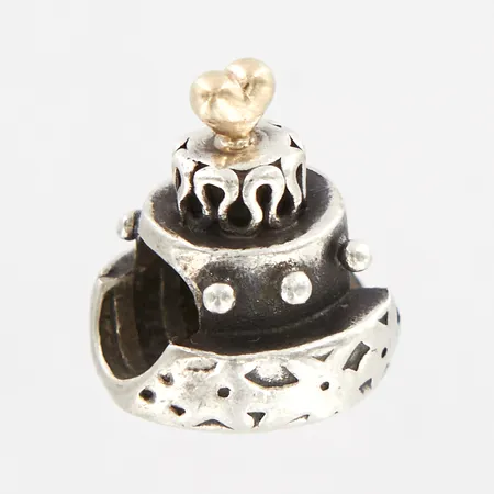 Berlock Pandora, Bröllopstårta, detalj i 14K, ca 12x14mm, silver 925/1000 Vikt: 4,8 g