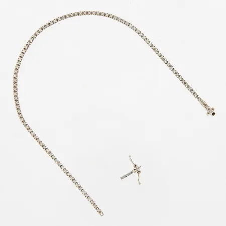 Armband vitguld Riviére, 96st diamanter ca 0,30ctv, ca 18,5cm, bredd; 1,7mm, behov av omrodiering, defekt lås, 14K,  Vikt: 4,1 g