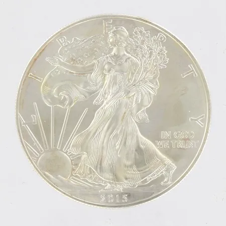 17st Mynt, United states of America 1oz, One dollar, Liberty 2015, ca 40mm 999/1000 silver  Vikt: 521,6 g