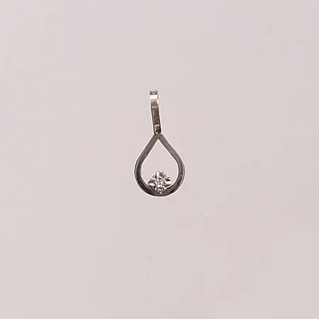 Hänge, vit sten, 15mm, vitguld, 18K, Vikt: 0,5 g