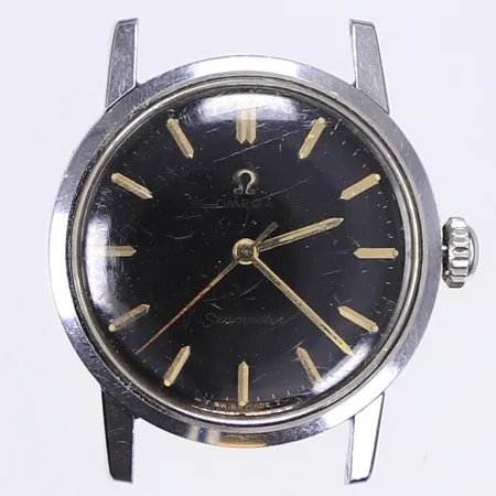 Herrur Omega Seamaster, Ø34mm, manuell, ref 135.005, cal 600, verknr 21464131, tickar men ej funktionstestad, frätta visare, smärre bruksslitage, krona ej original